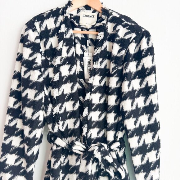 L'Agence Black White Check Print Zuri Half Duster 14 - Picture 4 of 9